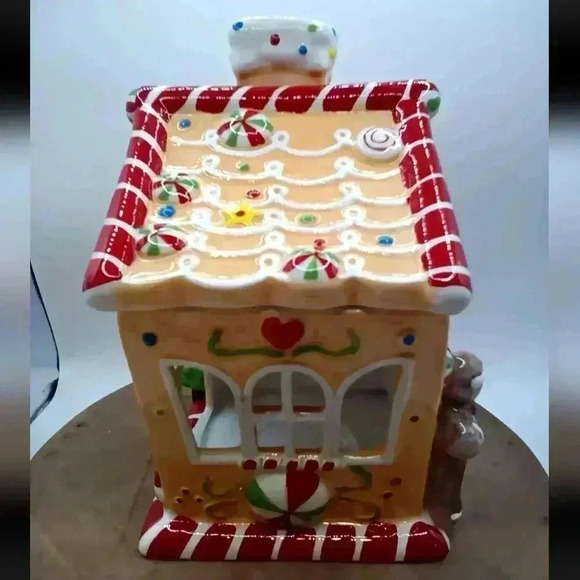 Lori Grenier Glazed Ceramic Gingerbread House Tealight Wax Burner/Tart Warmer. - Picture 4 of 12